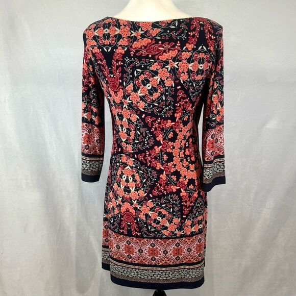 Enfocus Studio black and pink boho floral print shift dress size 6P - Picture 6 of 8